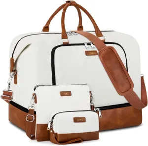 Travel Weekender Bag for Women, Overnight Bag with Shoe Compartment, Oversized Travel Duffel Bag Carry On Tote with Trolley Sleeve 21" for Weekend Travel Business Trip