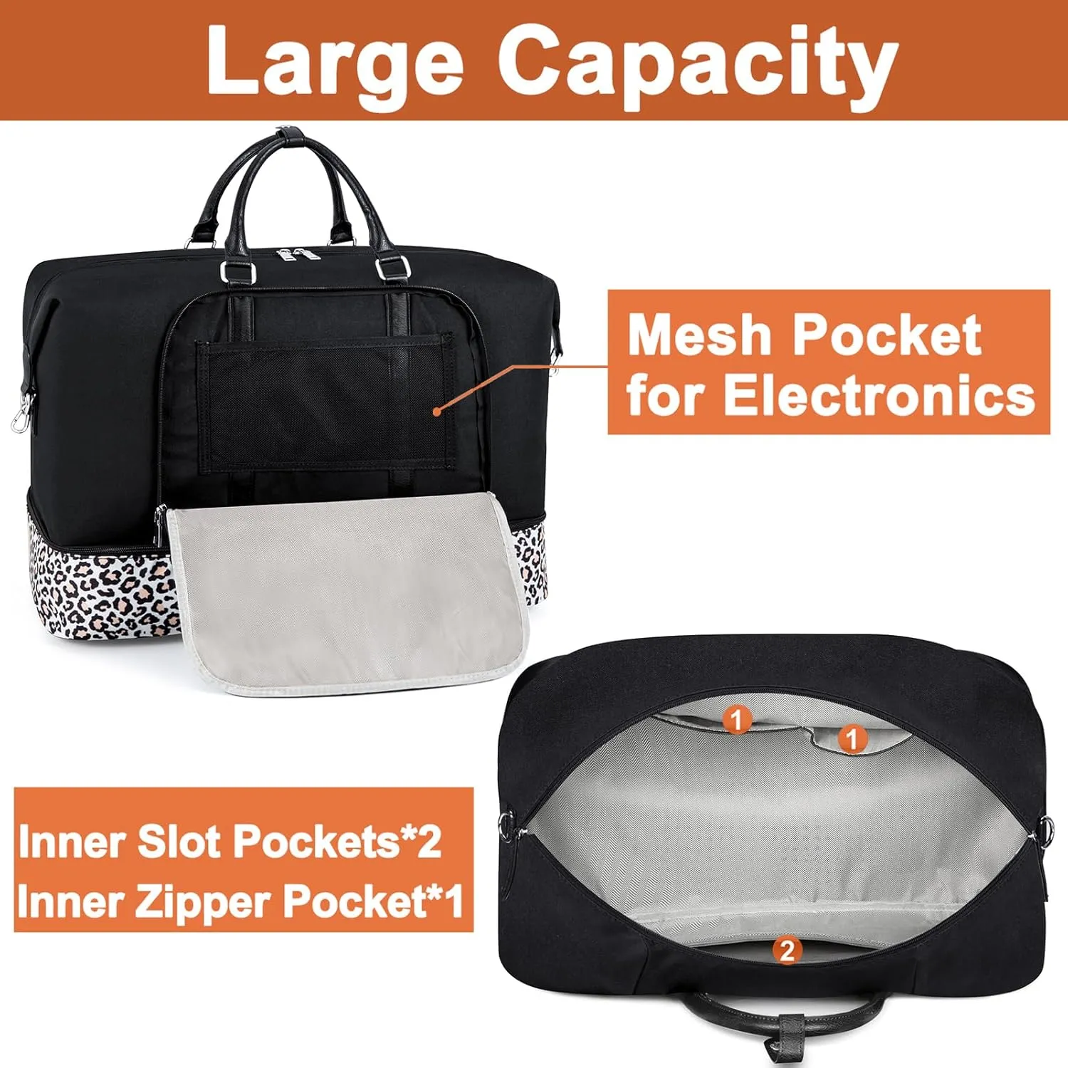 Travel Weekender Bag for Women, Overnight Bag with Shoe Compartment, Oversized Travel Duffel Bag Carry On Tote with Trolley Sleeve 21" for Weekend Travel Business Trip
