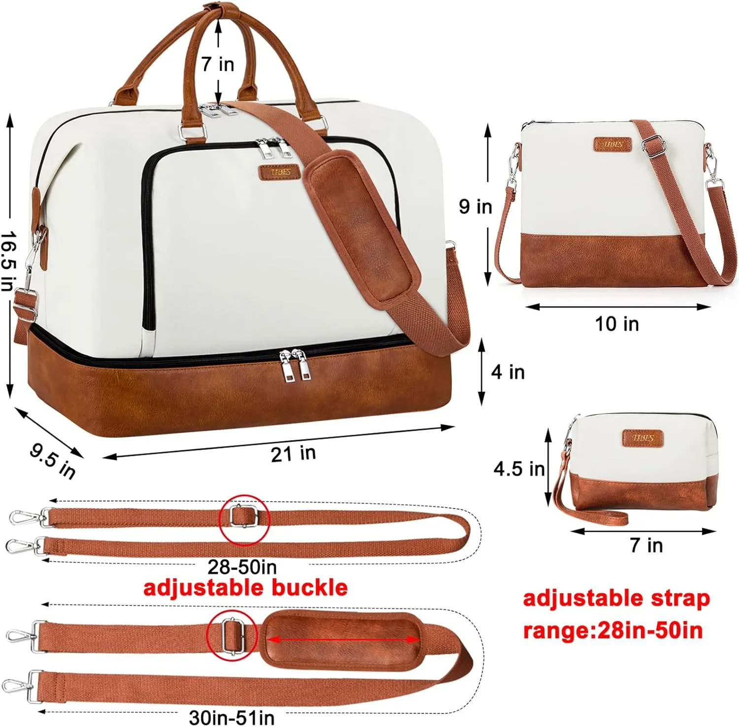 Travel Weekender Bag for Women, Overnight Bag with Shoe Compartment, Oversized Travel Duffel Bag Carry On Tote with Trolley Sleeve 21" for Weekend Travel Business Trip