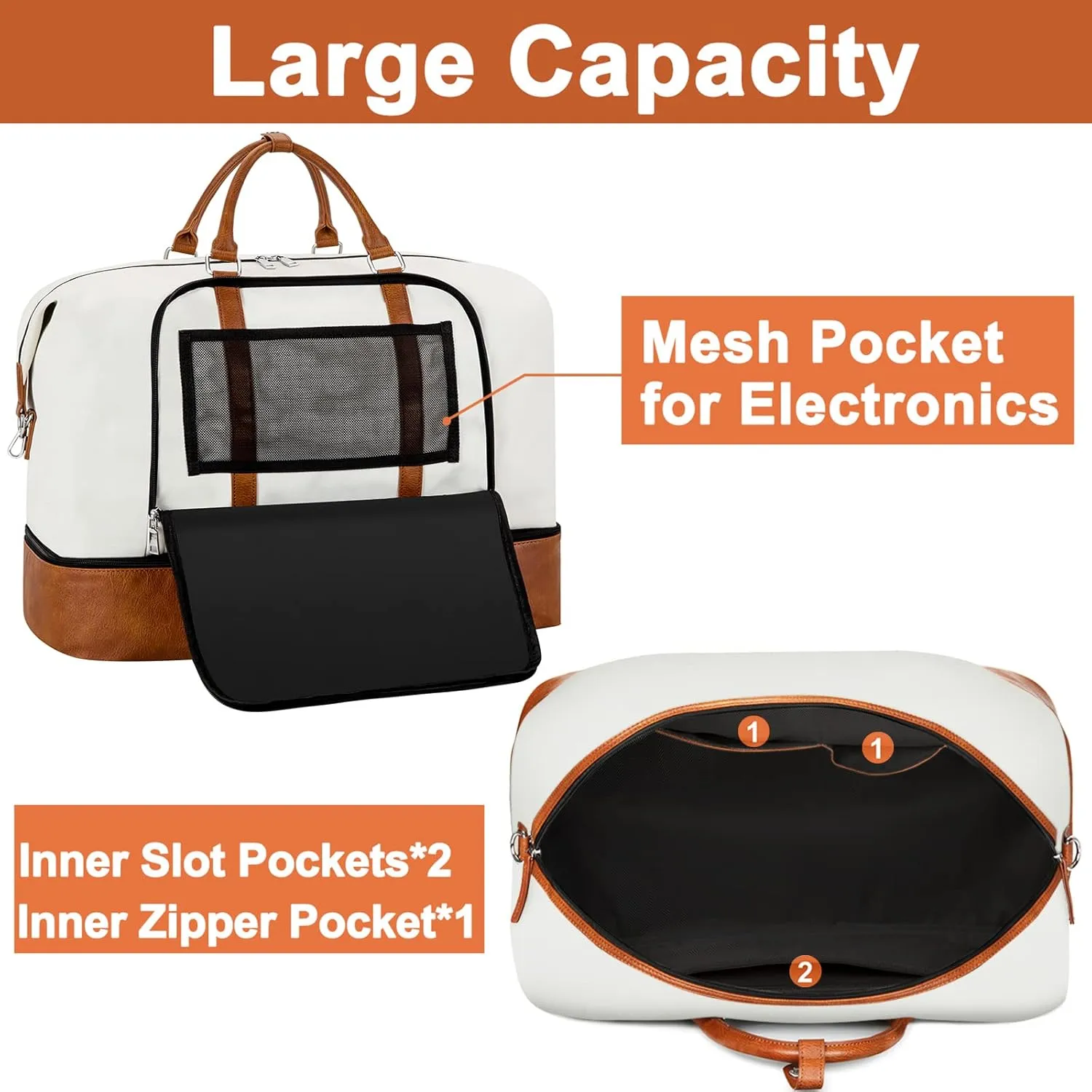Travel Weekender Bag for Women, Overnight Bag with Shoe Compartment, Oversized Travel Duffel Bag Carry On Tote with Trolley Sleeve 21" for Weekend Travel Business Trip