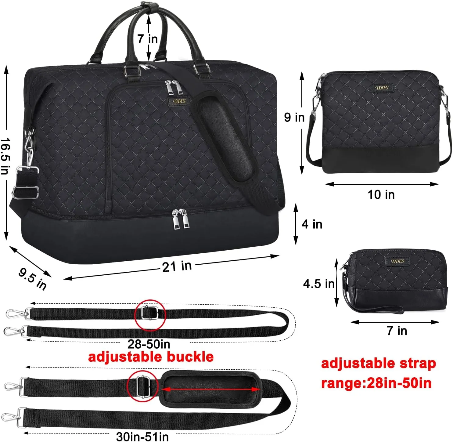 Travel Weekender Bag for Women, Overnight Bag with Shoe Compartment, Oversized Travel Duffel Bag Carry On Tote with Trolley Sleeve 21" for Weekend Travel Business Trip