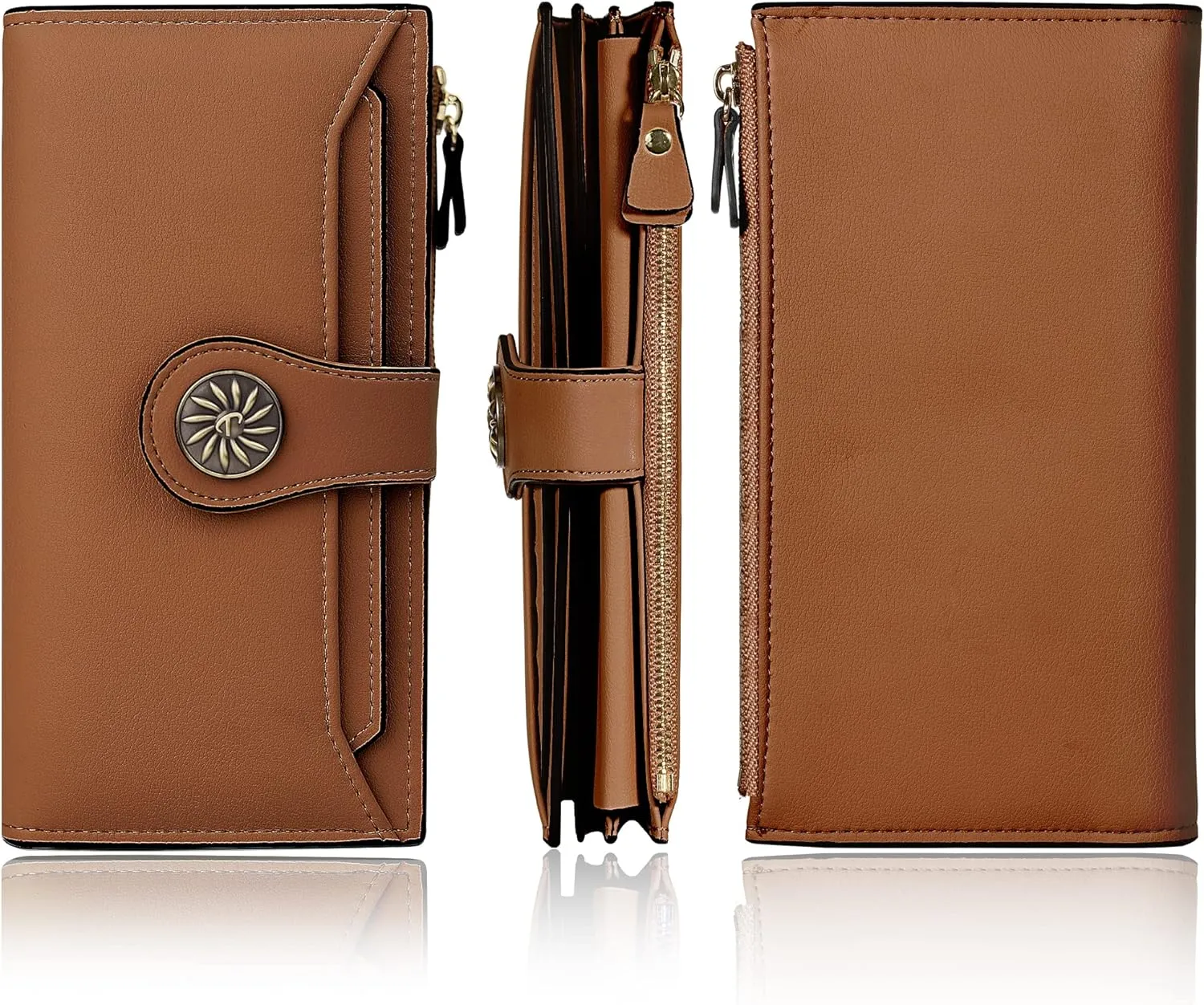 Travelambo Wallets Women RFID Large Capacity Luxury Waxed Leather Clutch Wallet Multi Card Organizer
