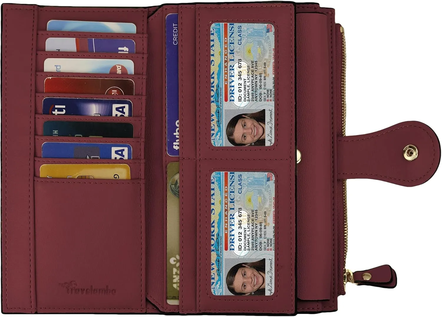Travelambo Wallets Women RFID Large Capacity Luxury Waxed Leather Clutch Wallet Multi Card Organizer