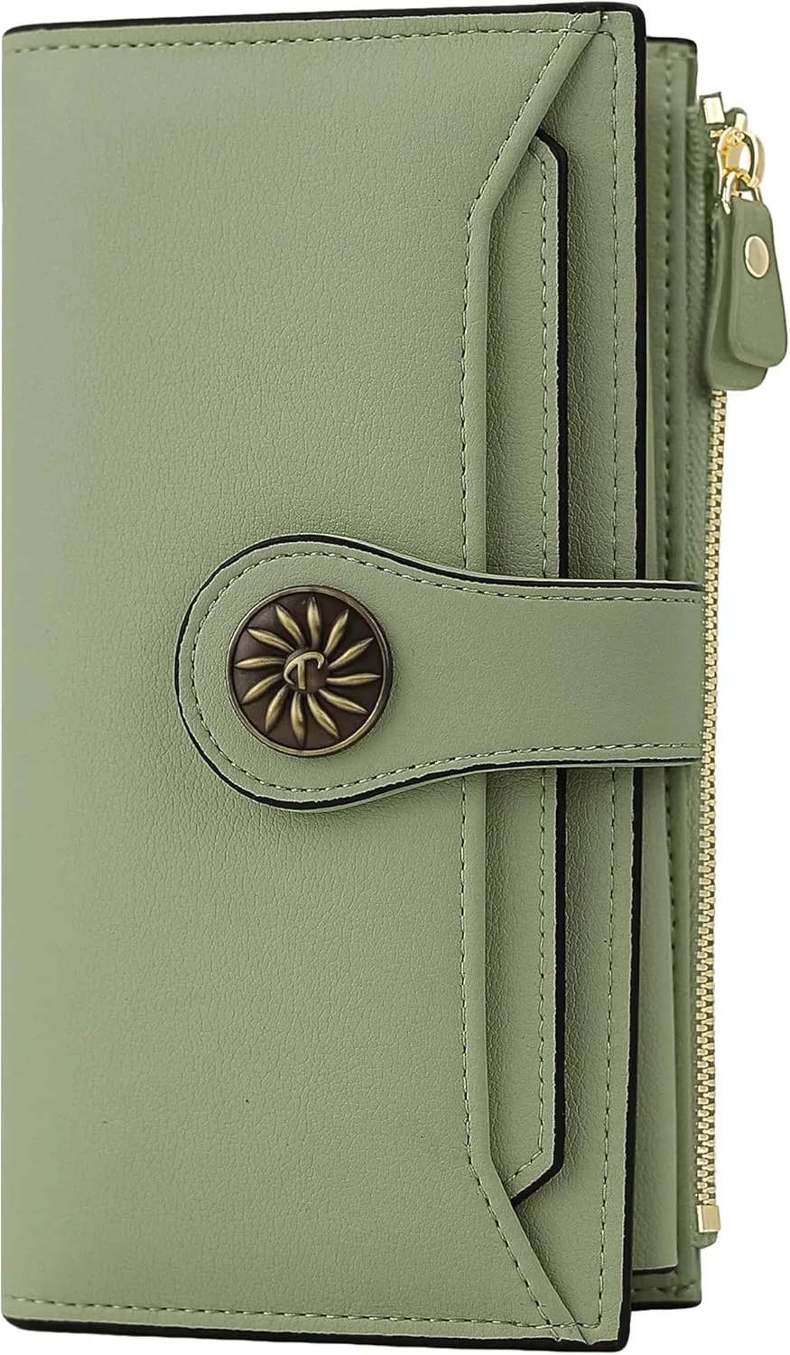 Travelambo Wallets Women RFID Large Capacity Luxury Waxed Leather Clutch Wallet Multi Card Organizer