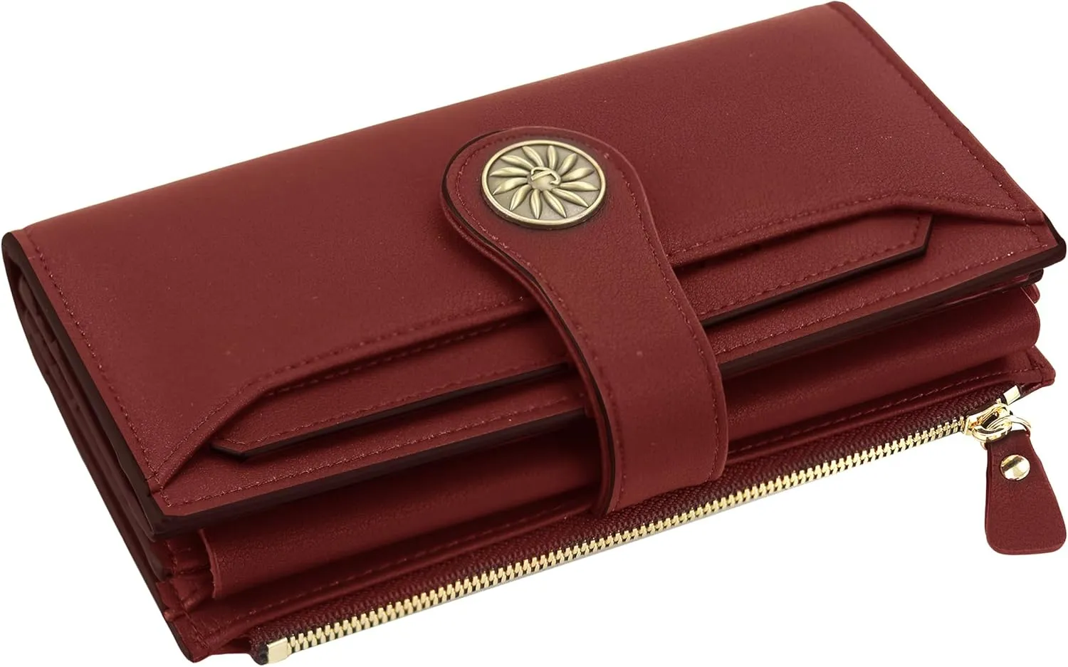 Travelambo Wallets Women RFID Large Capacity Luxury Waxed Leather Clutch Wallet Multi Card Organizer