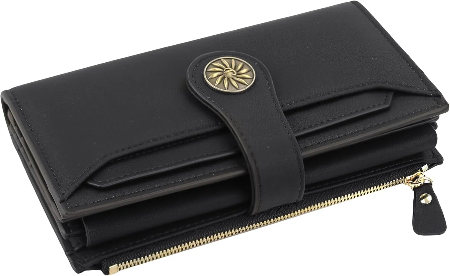 Travelambo Wallets Women RFID Large Capacity Luxury Waxed Leather Clutch Wallet Multi Card Organizer