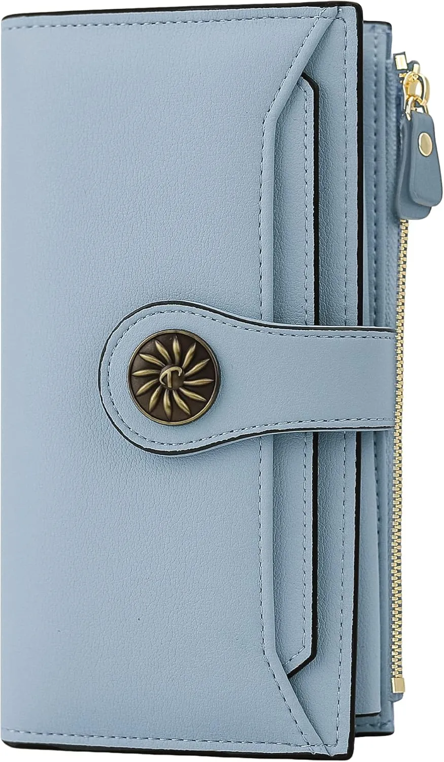 Travelambo Wallets Women RFID Large Capacity Luxury Waxed Leather Clutch Wallet Multi Card Organizer