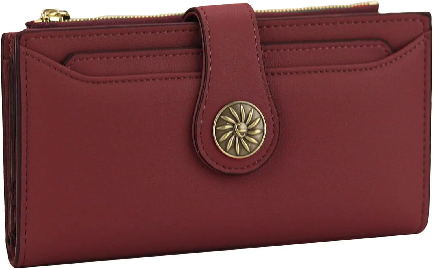 Travelambo Wallets Women RFID Large Capacity Luxury Waxed Leather Clutch Wallet Multi Card Organizer