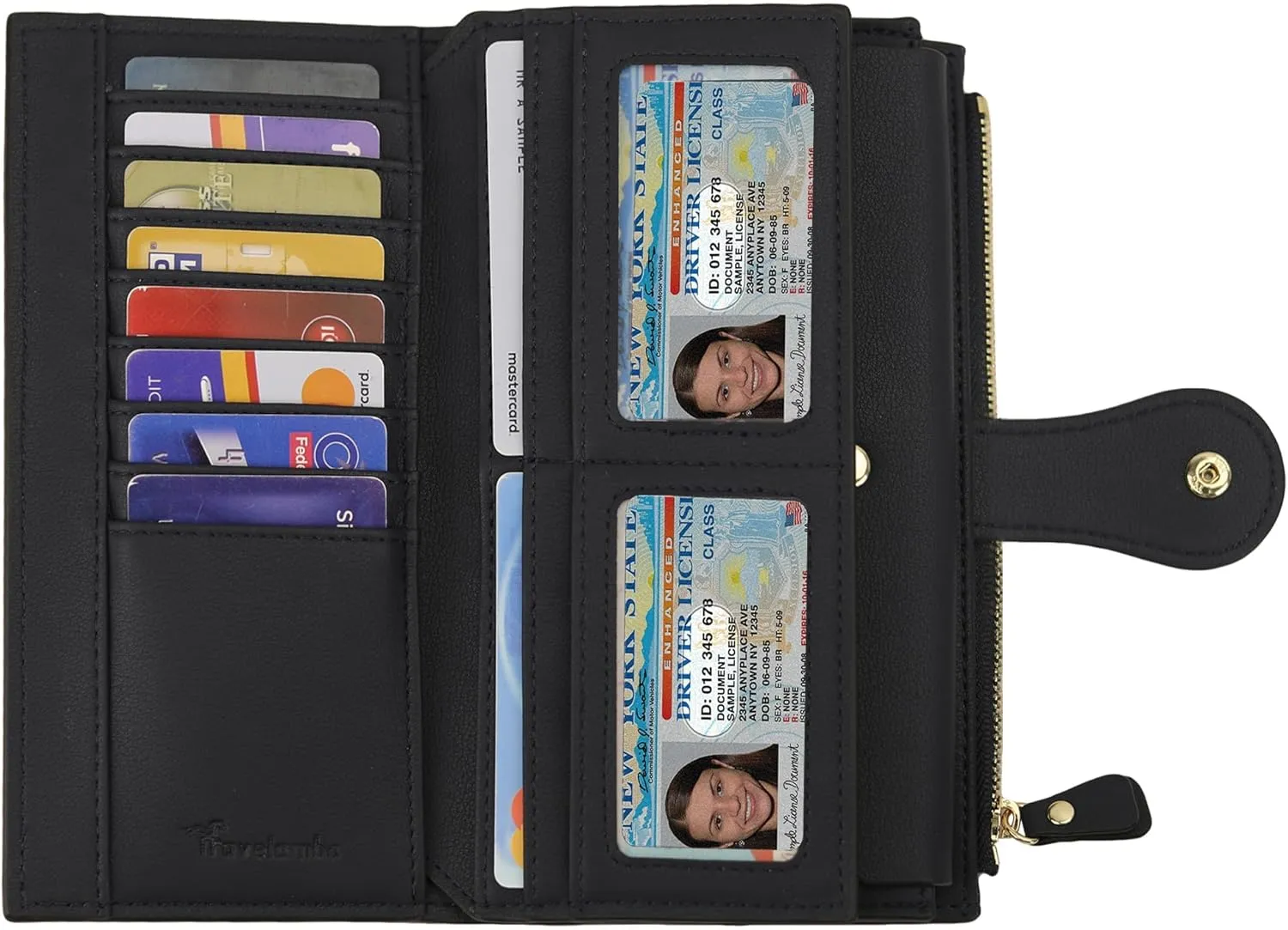 Travelambo Wallets Women RFID Large Capacity Luxury Waxed Leather Clutch Wallet Multi Card Organizer