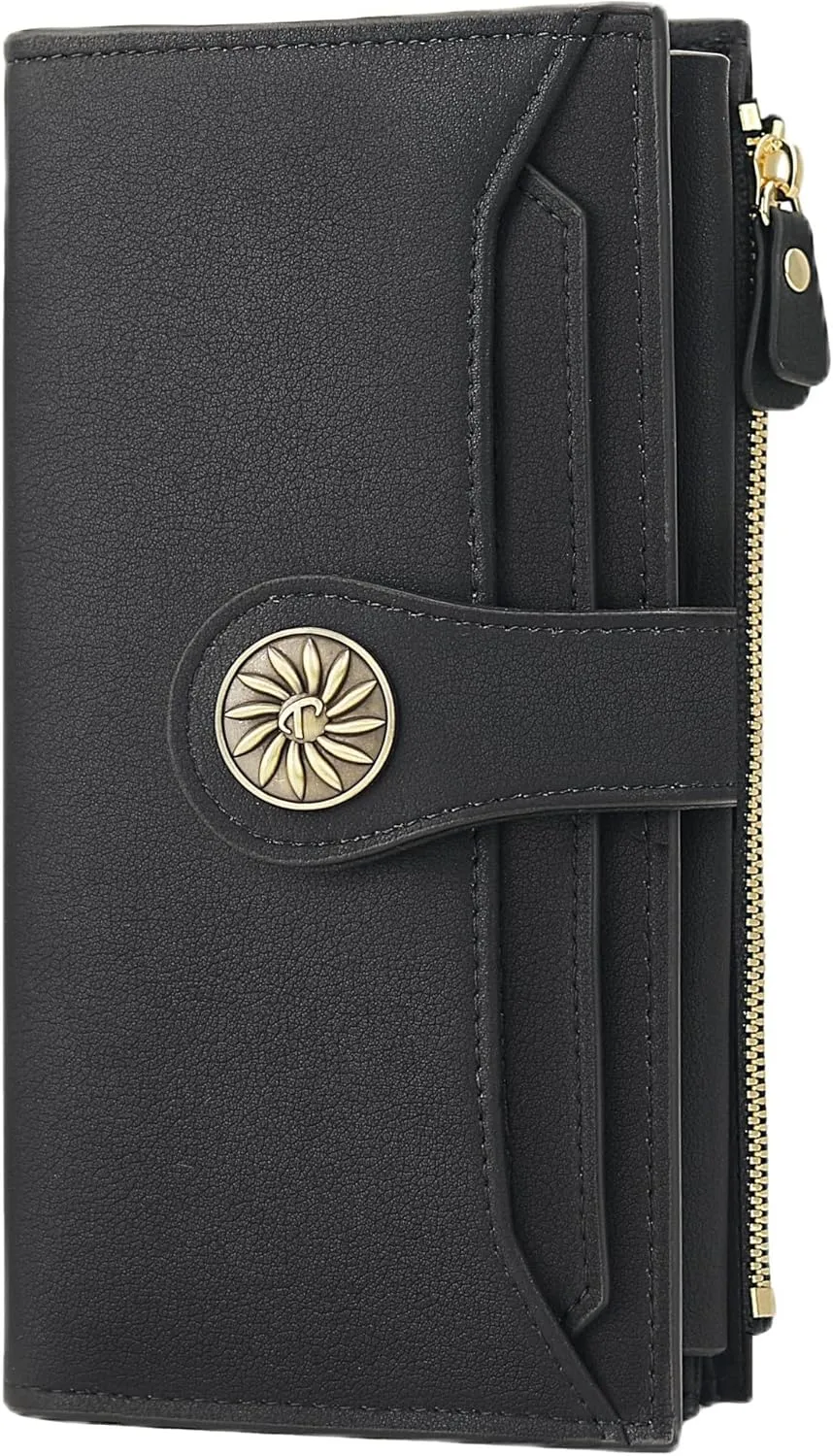 Travelambo Wallets Women RFID Large Capacity Luxury Waxed Leather Clutch Wallet Multi Card Organizer