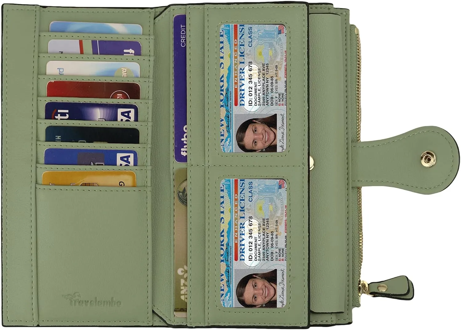 Travelambo Wallets Women RFID Large Capacity Luxury Waxed Leather Clutch Wallet Multi Card Organizer