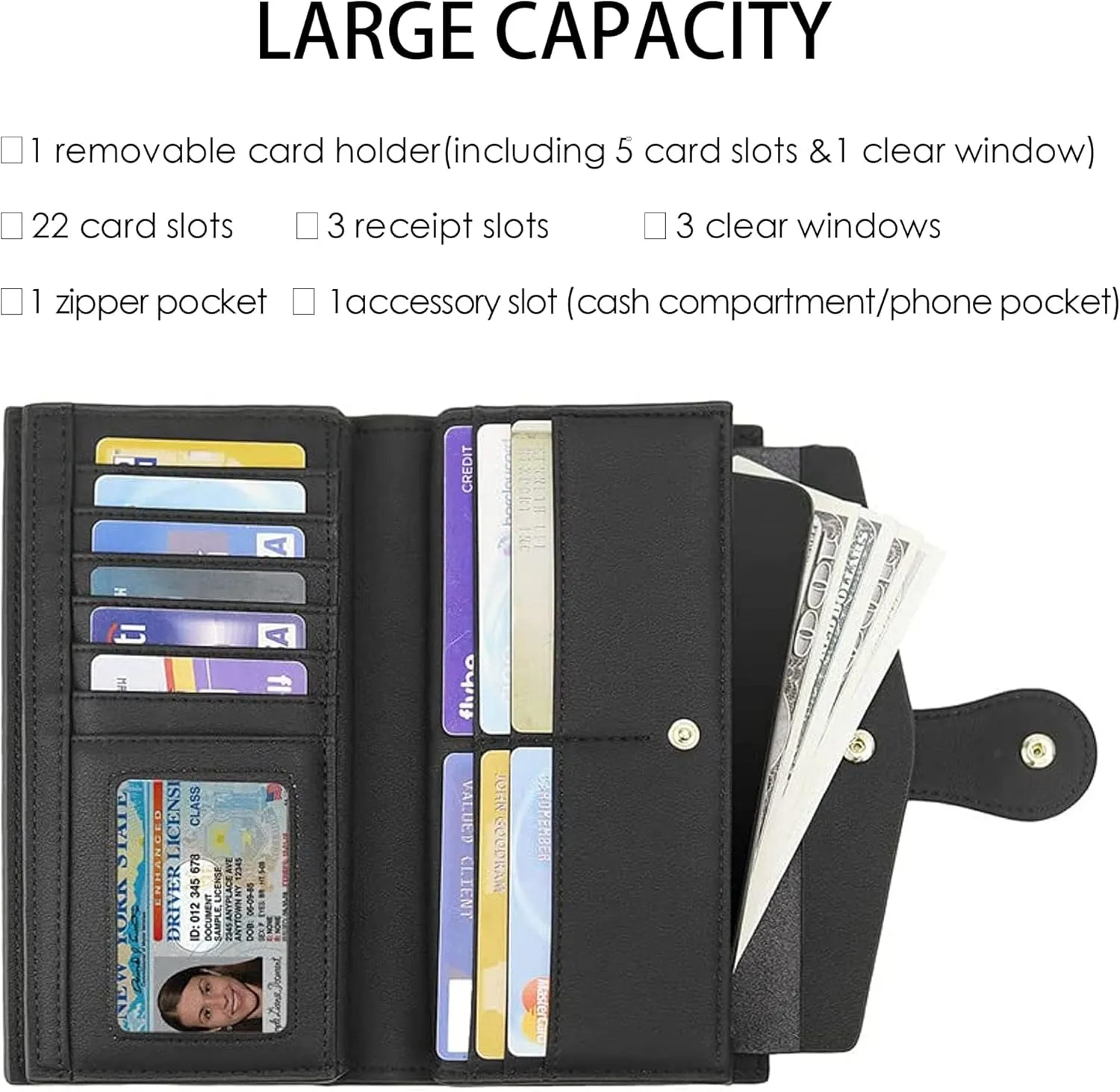 Travelambo Wallets Women RFID Large Capacity Luxury Waxed Leather Clutch Wallet Multi Card Organizer