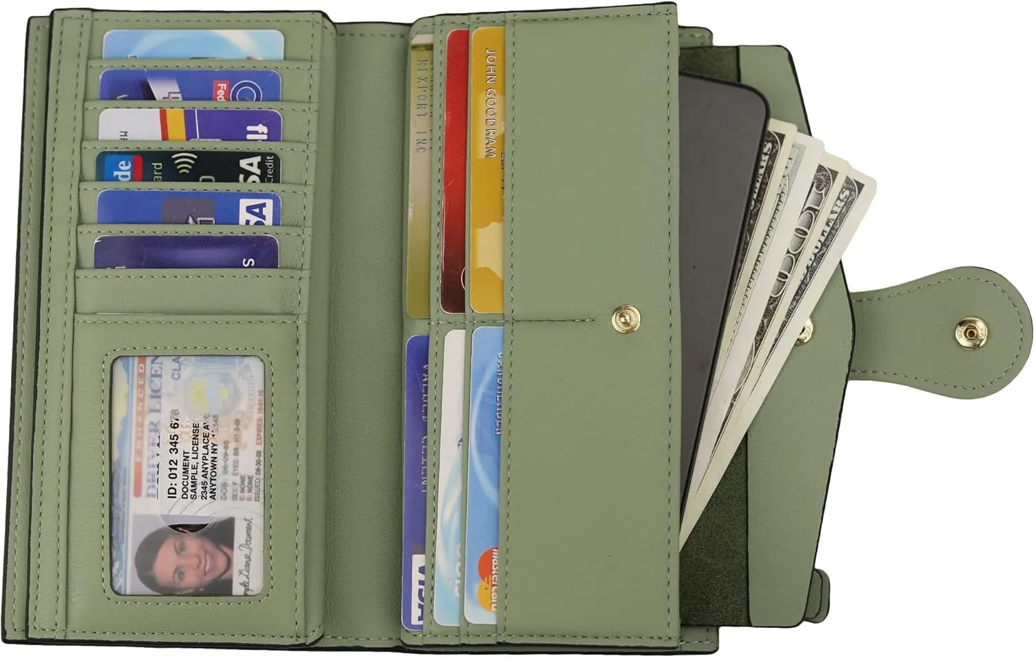Travelambo Wallets Women RFID Large Capacity Luxury Waxed Leather Clutch Wallet Multi Card Organizer