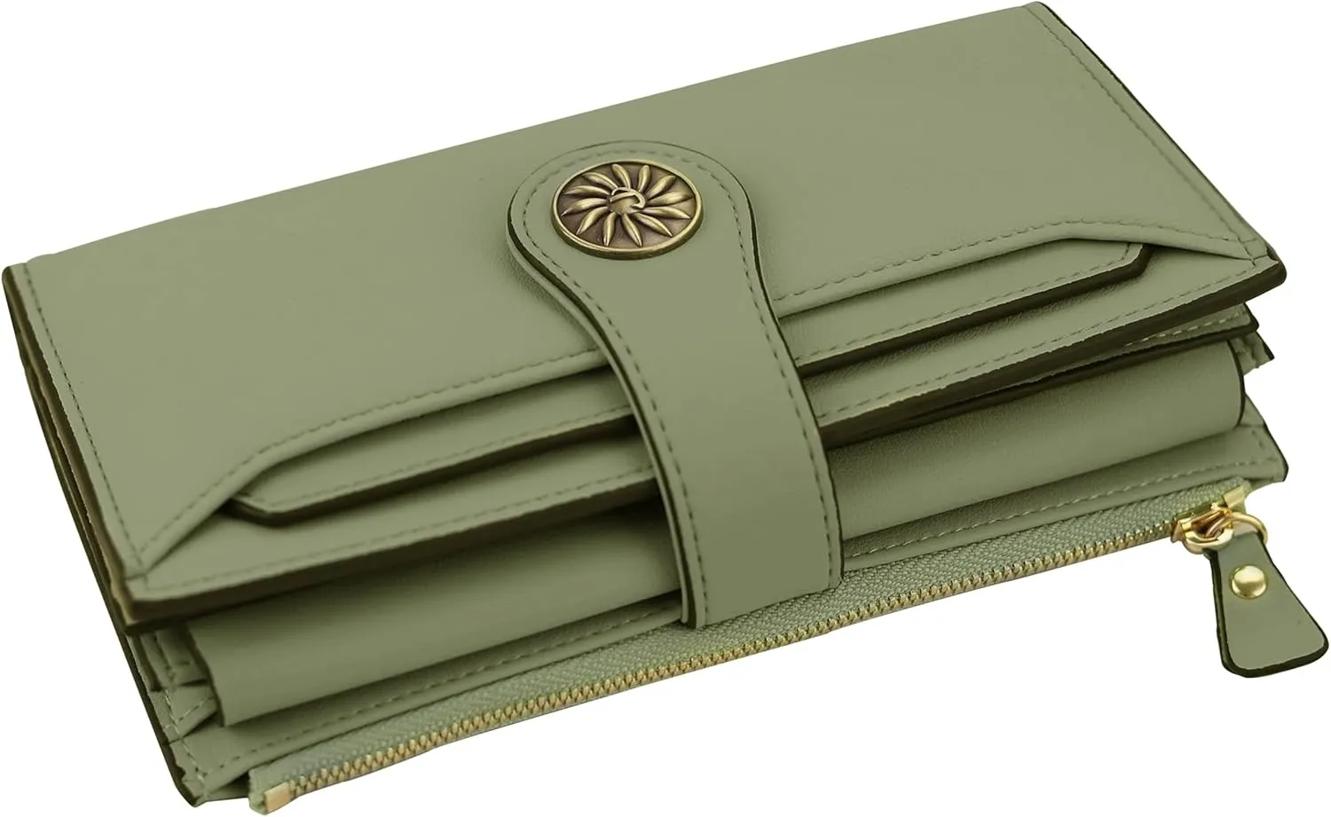 Travelambo Wallets Women RFID Large Capacity Luxury Waxed Leather Clutch Wallet Multi Card Organizer