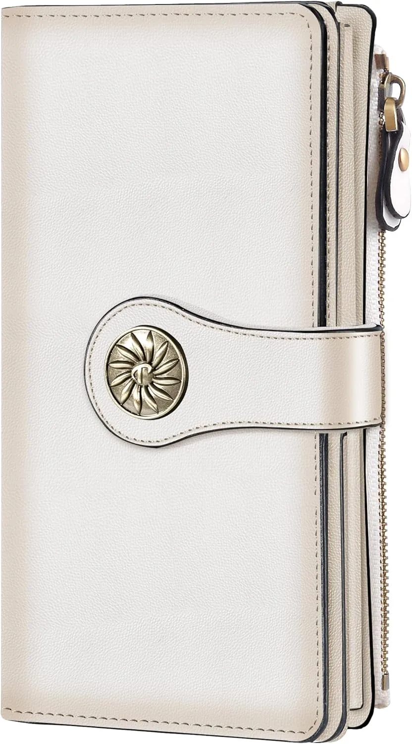 Travelambo Women's Wallet RFID Blocking Trifold Clutch Large Capacity Credit Card Holder Travel Purse