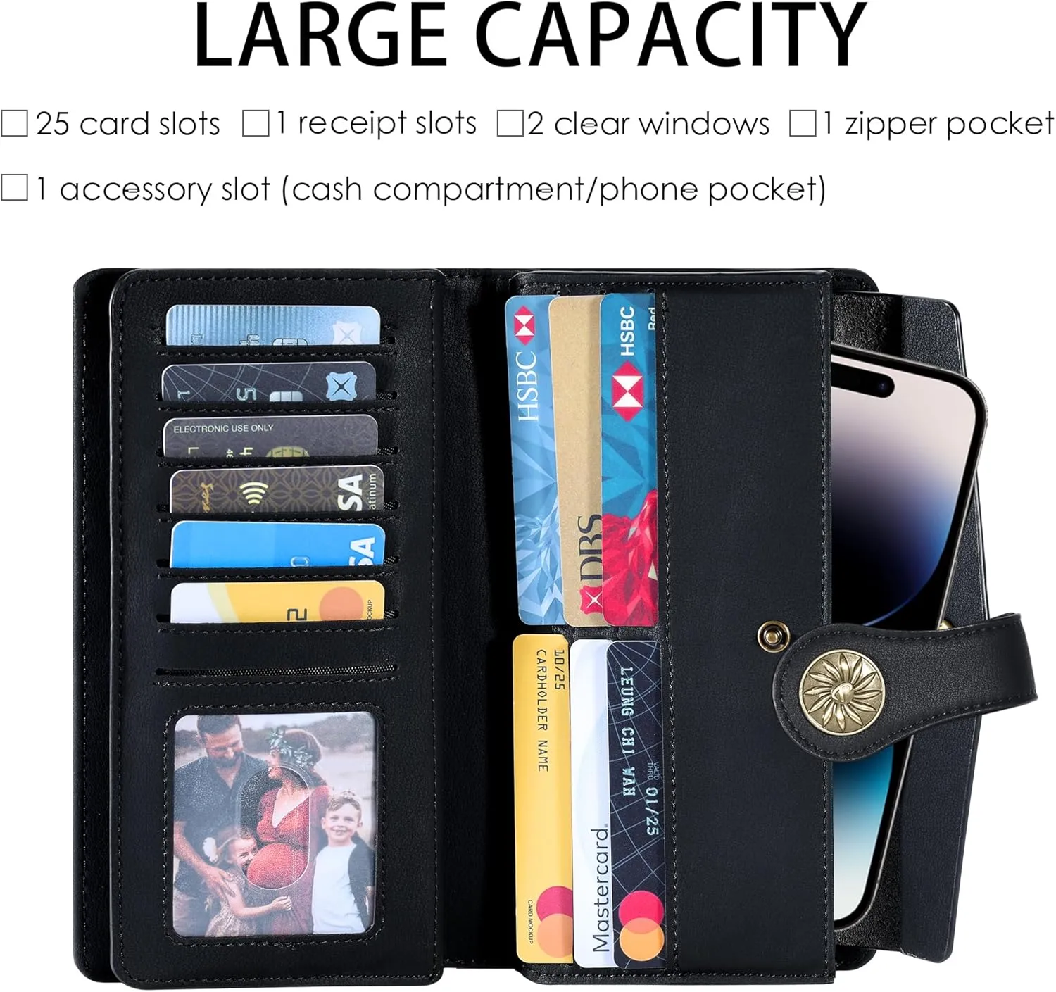 Travelambo Women's Wallet RFID Blocking Trifold Clutch Large Capacity Credit Card Holder Travel Purse