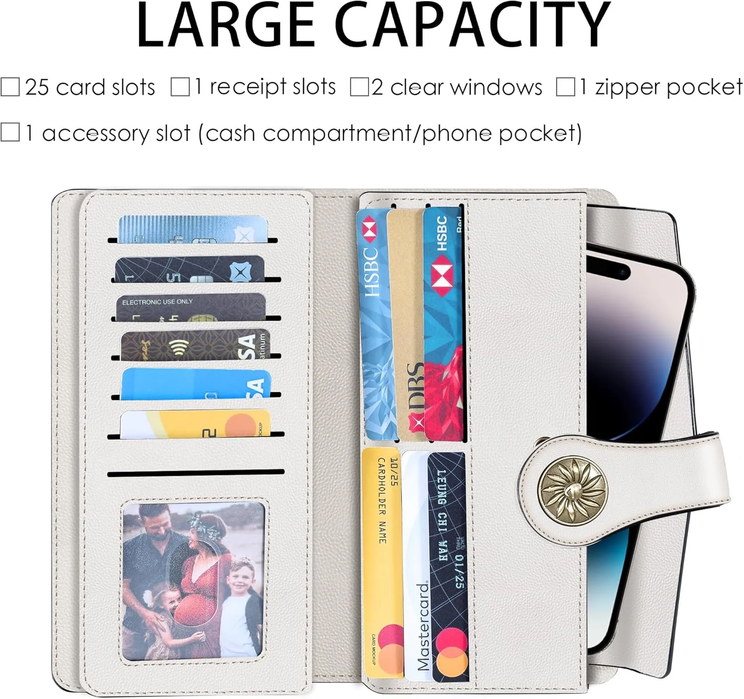 Travelambo Women's Wallet RFID Blocking Trifold Clutch Large Capacity Credit Card Holder Travel Purse