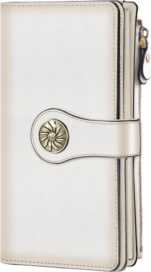 Travelambo Women's Wallet RFID Blocking Trifold Clutch Large Capacity Credit Card Holder Travel Purse