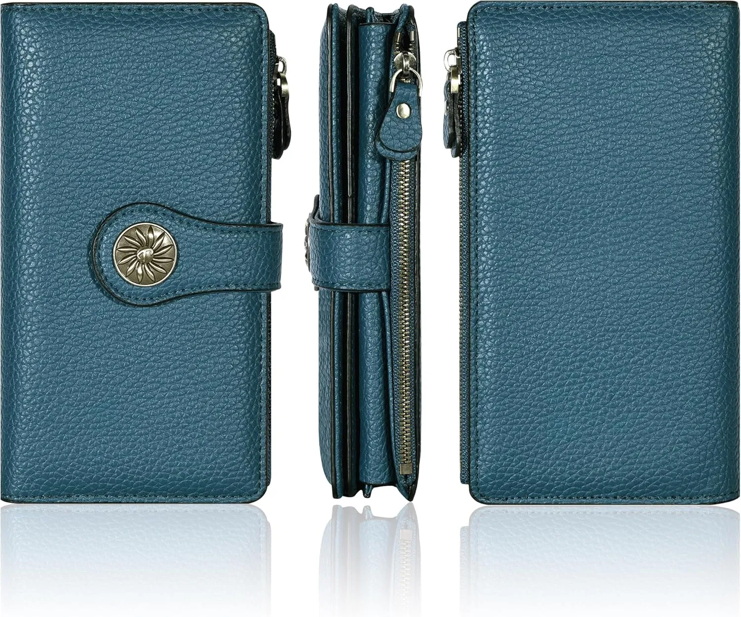 Travelambo Women's Wallet RFID Blocking Trifold Clutch Large Capacity Credit Card Holder Travel Purse