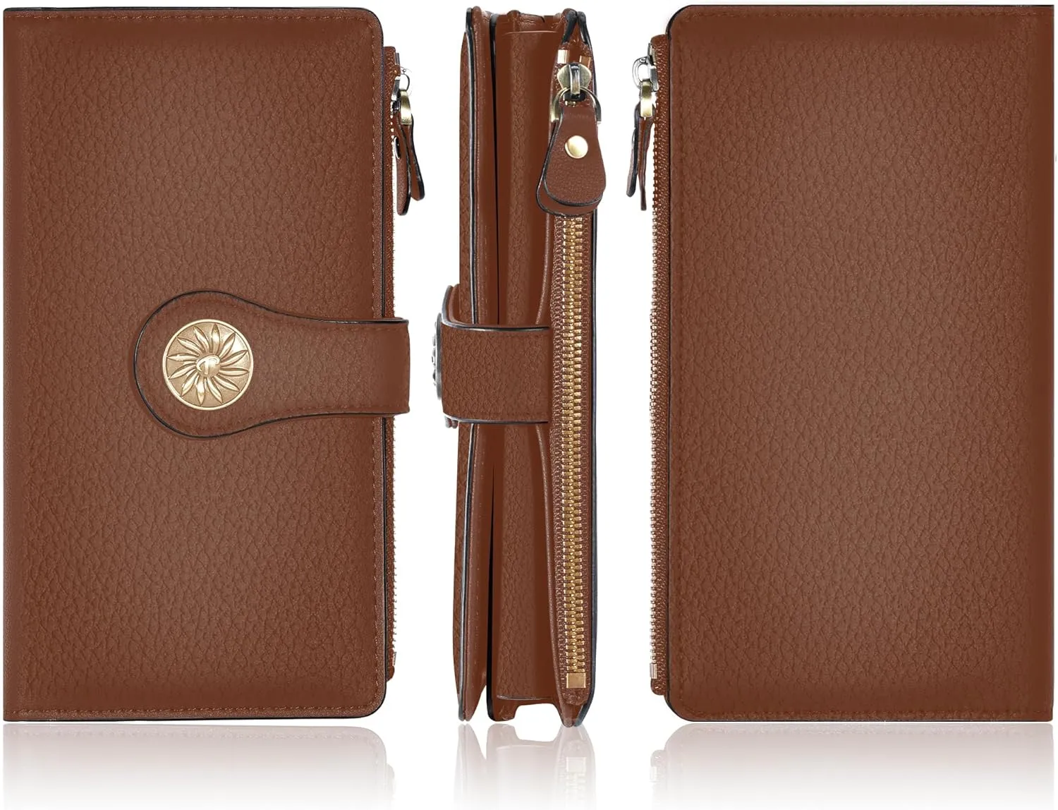 Travelambo Women's Wallet RFID Blocking Trifold Clutch Large Capacity Credit Card Holder Travel Purse