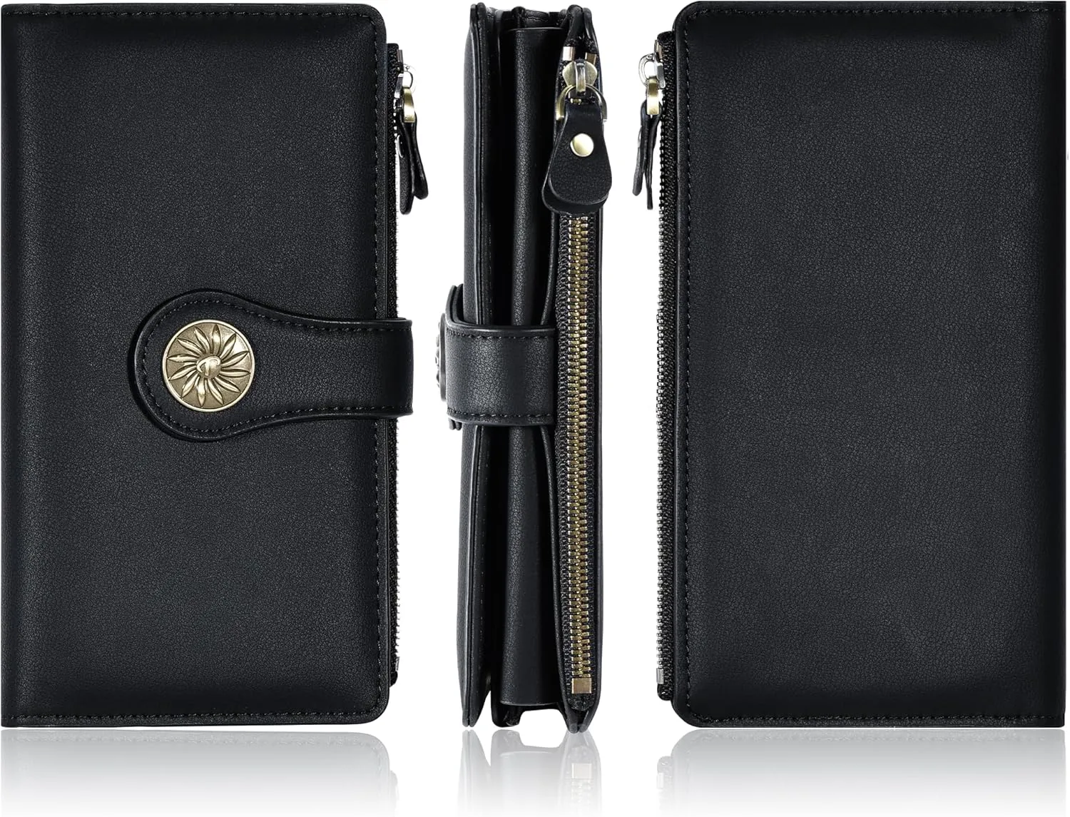 Travelambo Women's Wallet RFID Blocking Trifold Clutch Large Capacity Credit Card Holder Travel Purse
