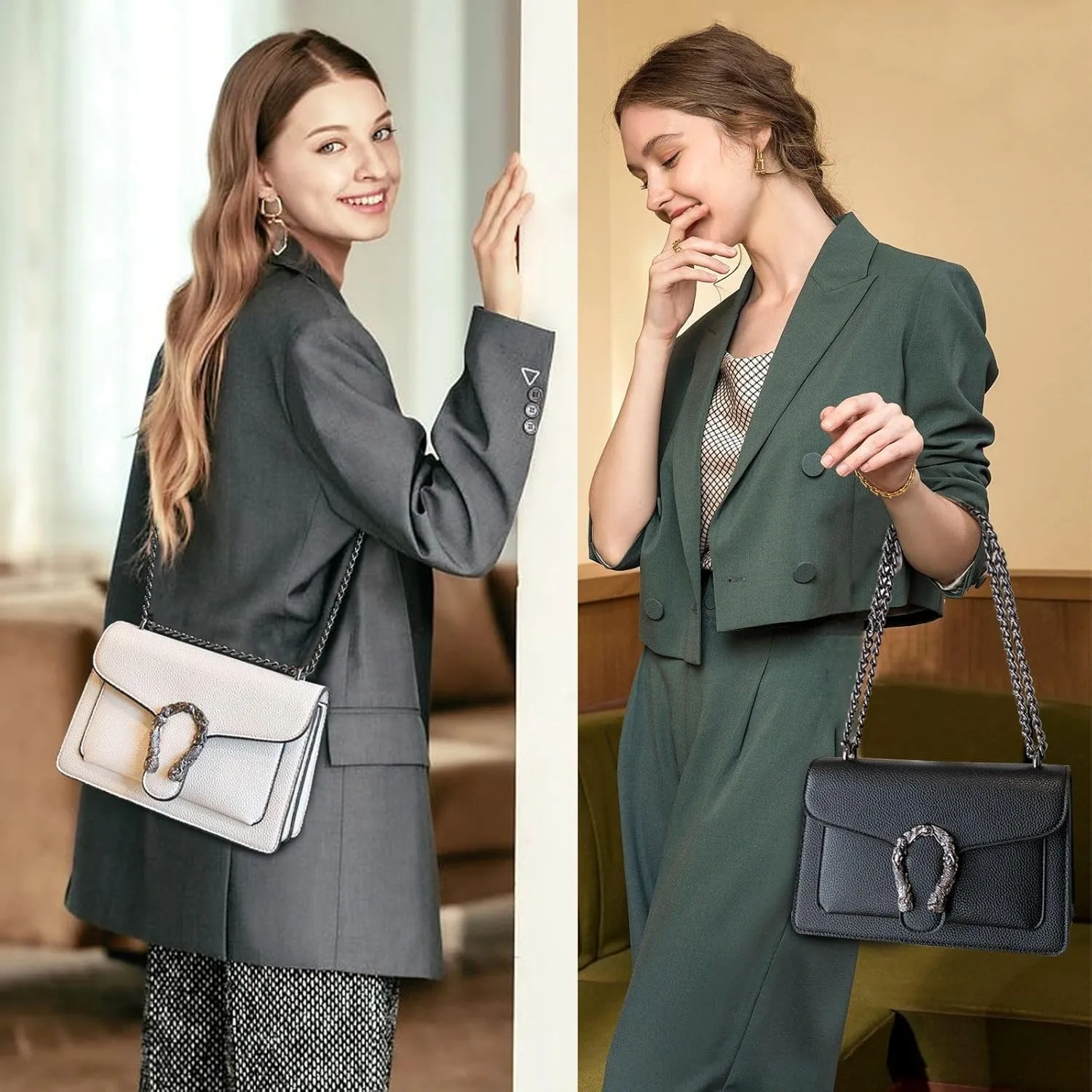 Travistar Crossbody Bags for Women Small Handbags PU Leather Shoulder Bag Purse Evening Bag Quilted Satchels with Chain Strap