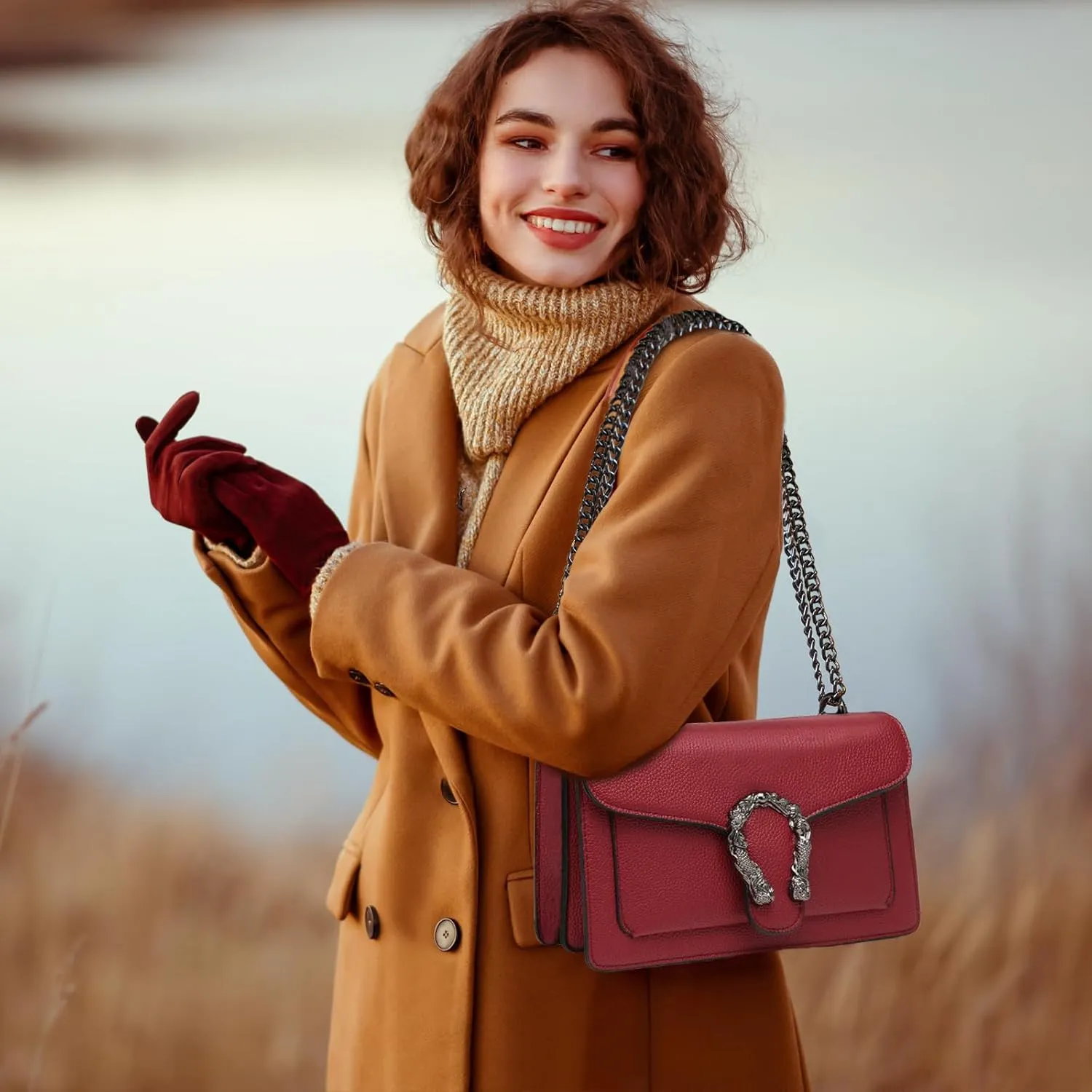 Travistar Crossbody Bags for Women Small Handbags PU Leather Shoulder Bag Purse Evening Bag Quilted Satchels with Chain Strap