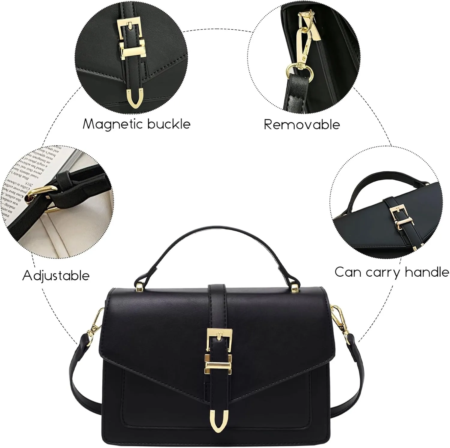 Travistar Crossbody Bags for Women Trendy - Small Cross Body Purse Shoulder Bag Leather Handbags Evening Clutch with 2 Straps