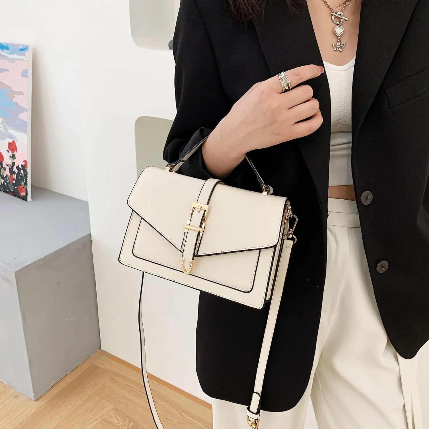 Travistar Crossbody Bags for Women Trendy - Small Cross Body Purse Shoulder Bag Leather Handbags Evening Clutch with 2 Straps
