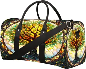 Tree Dream Window Travel Duffel Bag for Women Men Small Sport Gym Bag Waterproof Weekender Overnight Lightweight Carry on Foldable Gym Bag for Training Swim Yoga Traveling Handbag