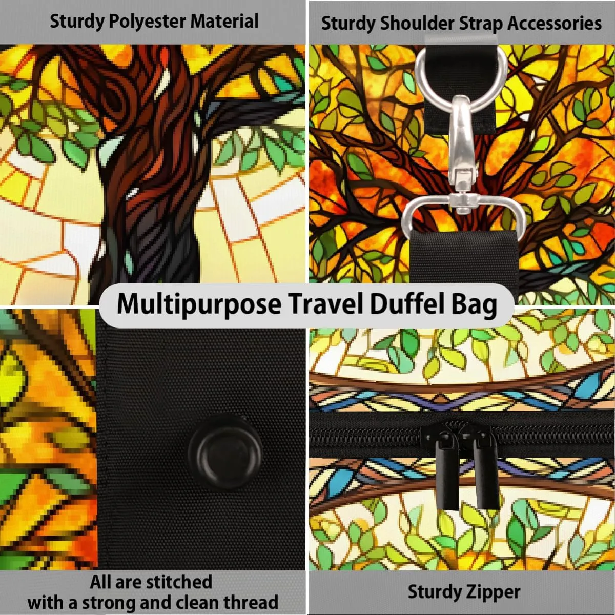 Tree Dream Window Travel Duffel Bag for Women Men Small Sport Gym Bag Waterproof Weekender Overnight Lightweight Carry on Foldable Gym Bag for Training Swim Yoga Traveling Handbag