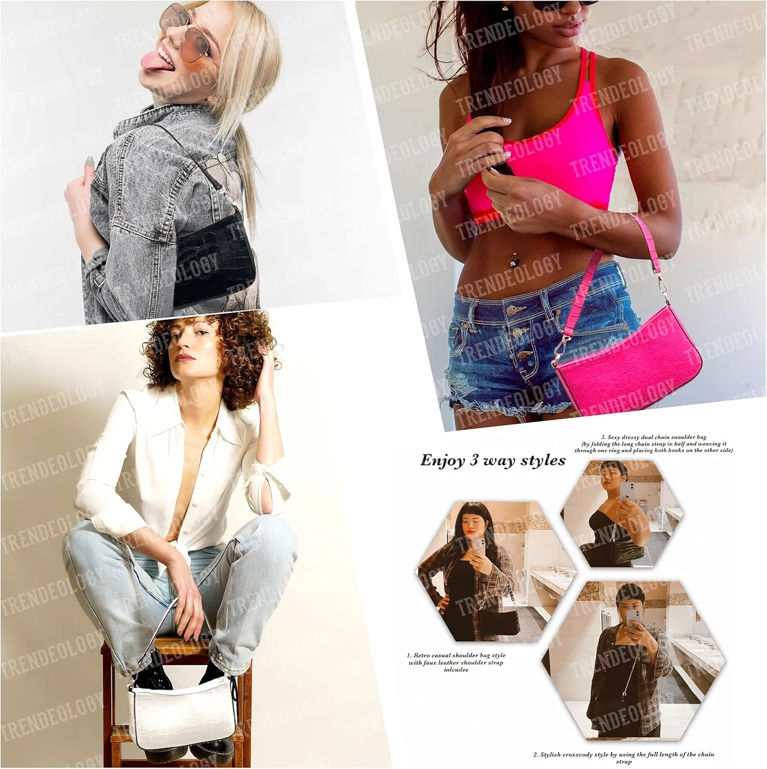 Trendeology Retro Vintage Small Casual Party Clutch Purse Shoulder Bag Crossbody