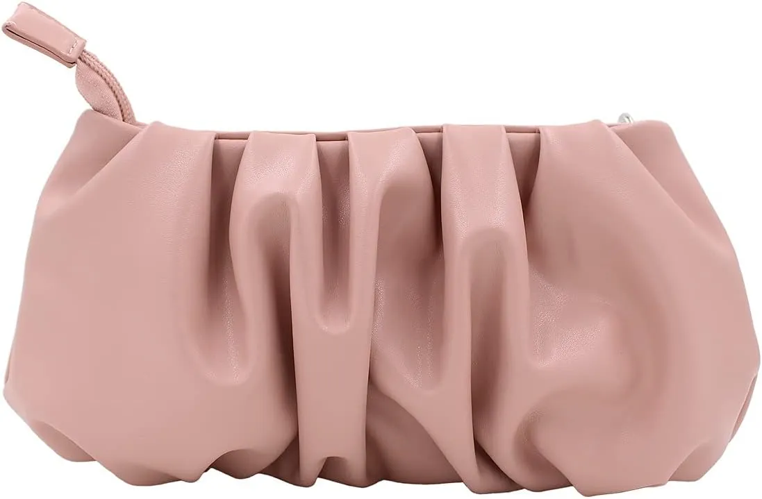 TrendsBlue Elegant Small Soft Ruffled Vegan PU Leather Handbag Shoulder Bag