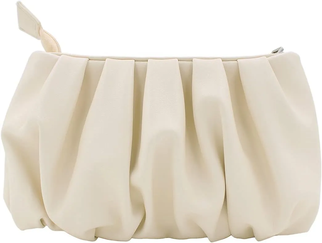 TrendsBlue Elegant Small Soft Ruffled Vegan PU Leather Handbag Shoulder Bag