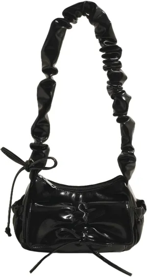 Trendy Folded Strap Crossbody Bag 2025 Bow Shoulder Tote Women Summer Commuter Handbag Drawstring Flap