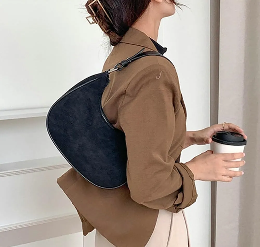 Trendy Suede Cloud Crescent Shoulder Bag Women Slouchy Hobo Bags Satchels Crossbody Purse Top-handle Travel Tote Handbag