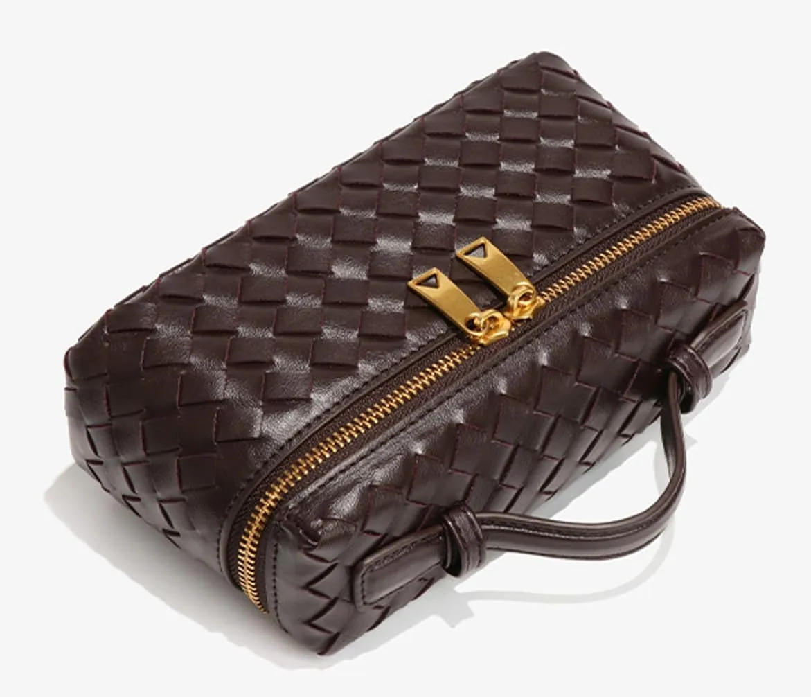 Trendy Woven Crossbody Purse Square Box Bags Women Shoulder Bag Cute Satchels Mini PU Leather Top-Handle Tote Handbag