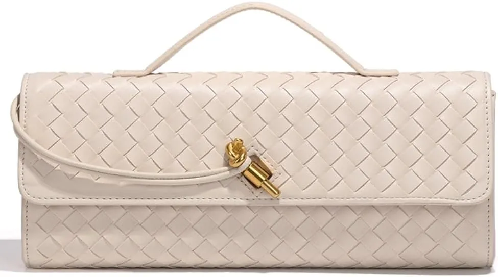 Trendy Woven Evening Clutch Purses Women Underarm Shoulder Handbag Cute Satchels Crossbody Purse PU Leather Wallet