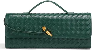 Trendy Woven Evening Clutch Purses Women Underarm Shoulder Handbag Cute Satchels Crossbody Purse PU Leather Wallet