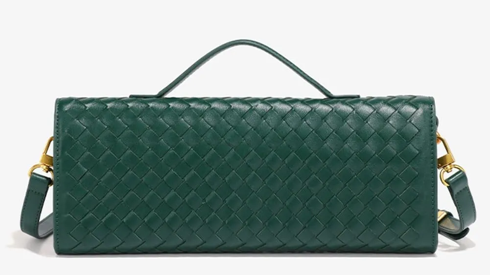 Trendy Woven Evening Clutch Purses Women Underarm Shoulder Handbag Cute Satchels Crossbody Purse PU Leather Wallet