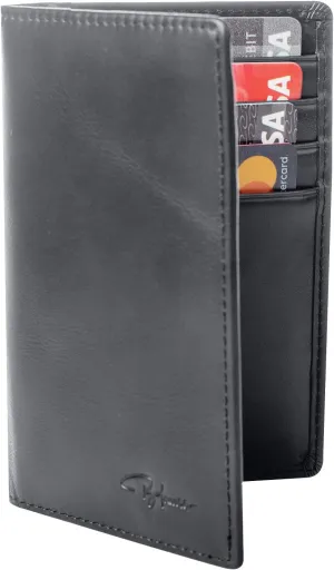 Tressario Minimalist Slim Wallet for Men RFID Blocking Breast Pocket Leather Gift Box Wallet (Black)