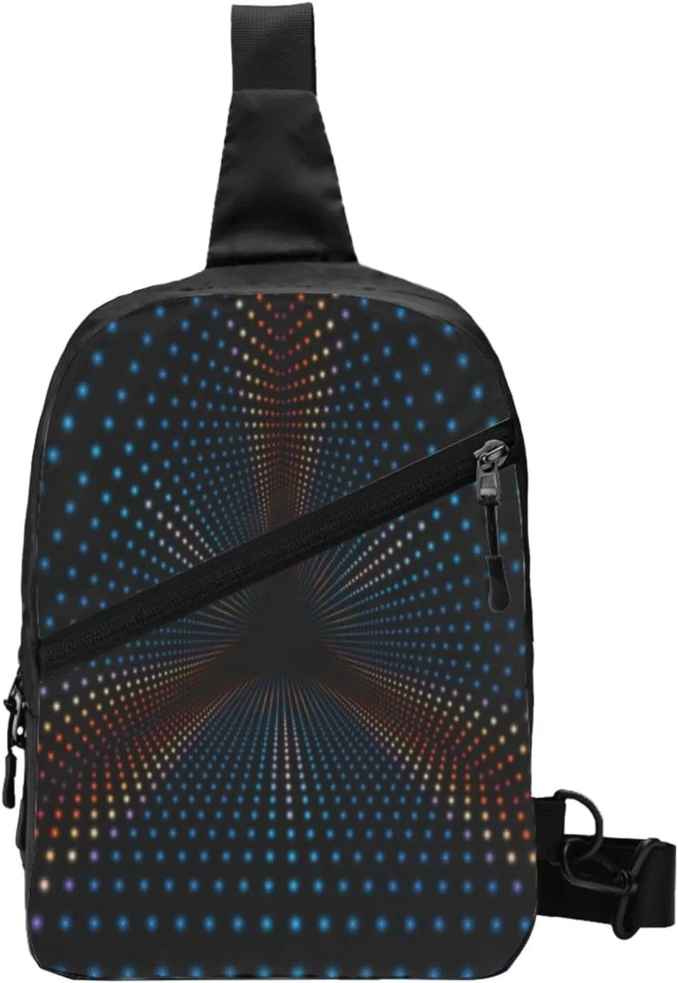 Triangular Polka Dots Tunnel Sling Bag for Men Women, Small Crossbody Sling Backpack Shoulder Chest Bag, Anti Theft Travel Hiking Sports