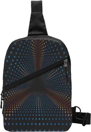 Triangular Polka Dots Tunnel Sling Bag for Men Women, Small Crossbody Sling Backpack Shoulder Chest Bag, Anti Theft Travel Hiking Sports
