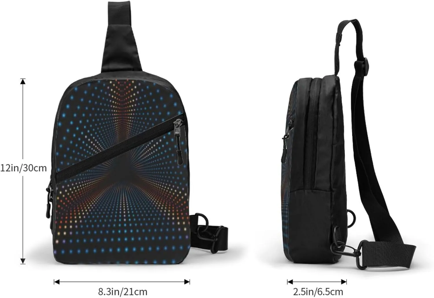 Triangular Polka Dots Tunnel Sling Bag for Men Women, Small Crossbody Sling Backpack Shoulder Chest Bag, Anti Theft Travel Hiking Sports