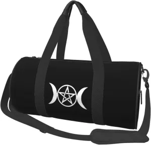 Triple Moon Pentacle Pagan Gym Bag Round Large Capacity Foldable Duffel Bag