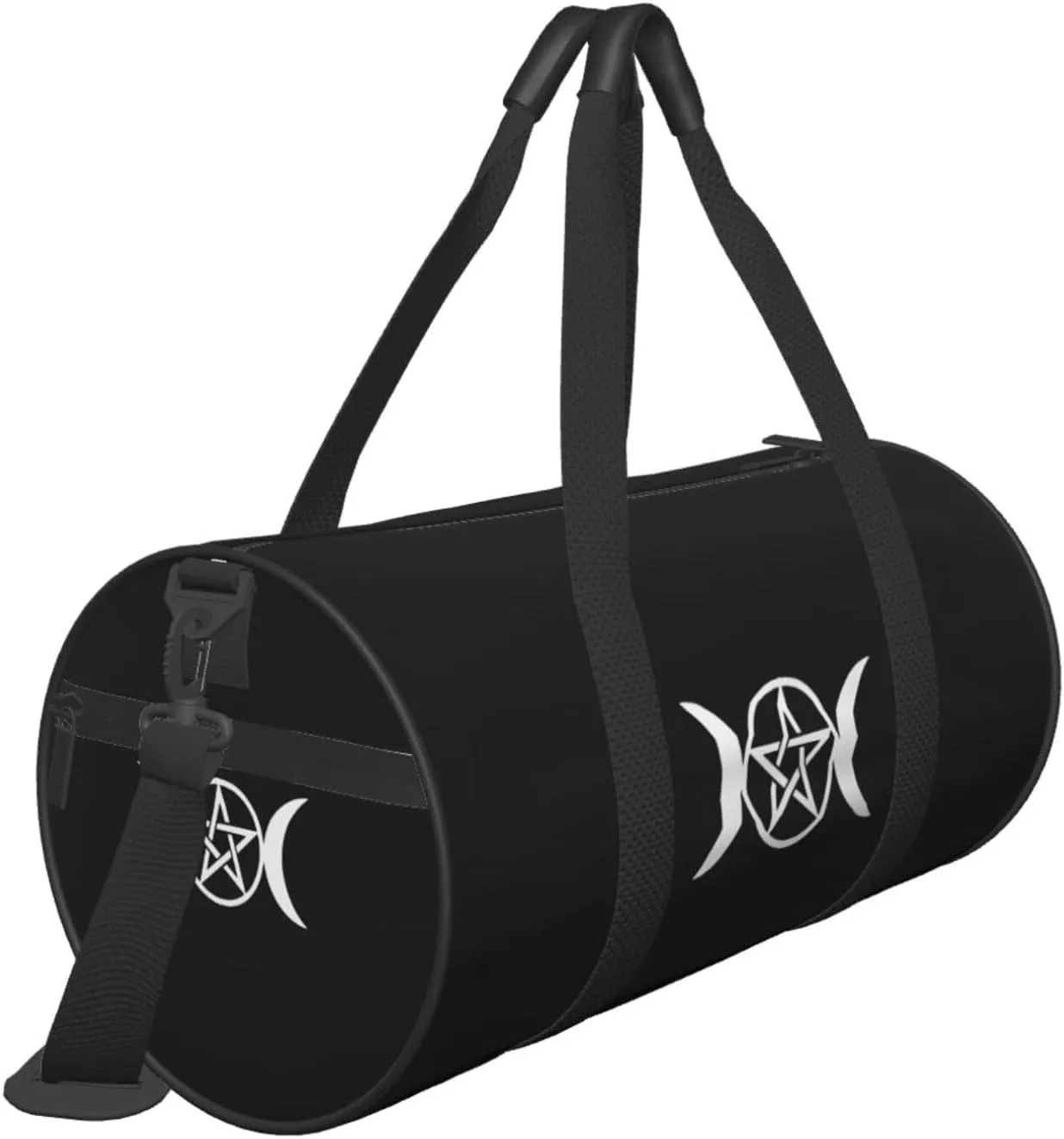 Triple Moon Pentacle Pagan Gym Bag Round Large Capacity Foldable Duffel Bag
