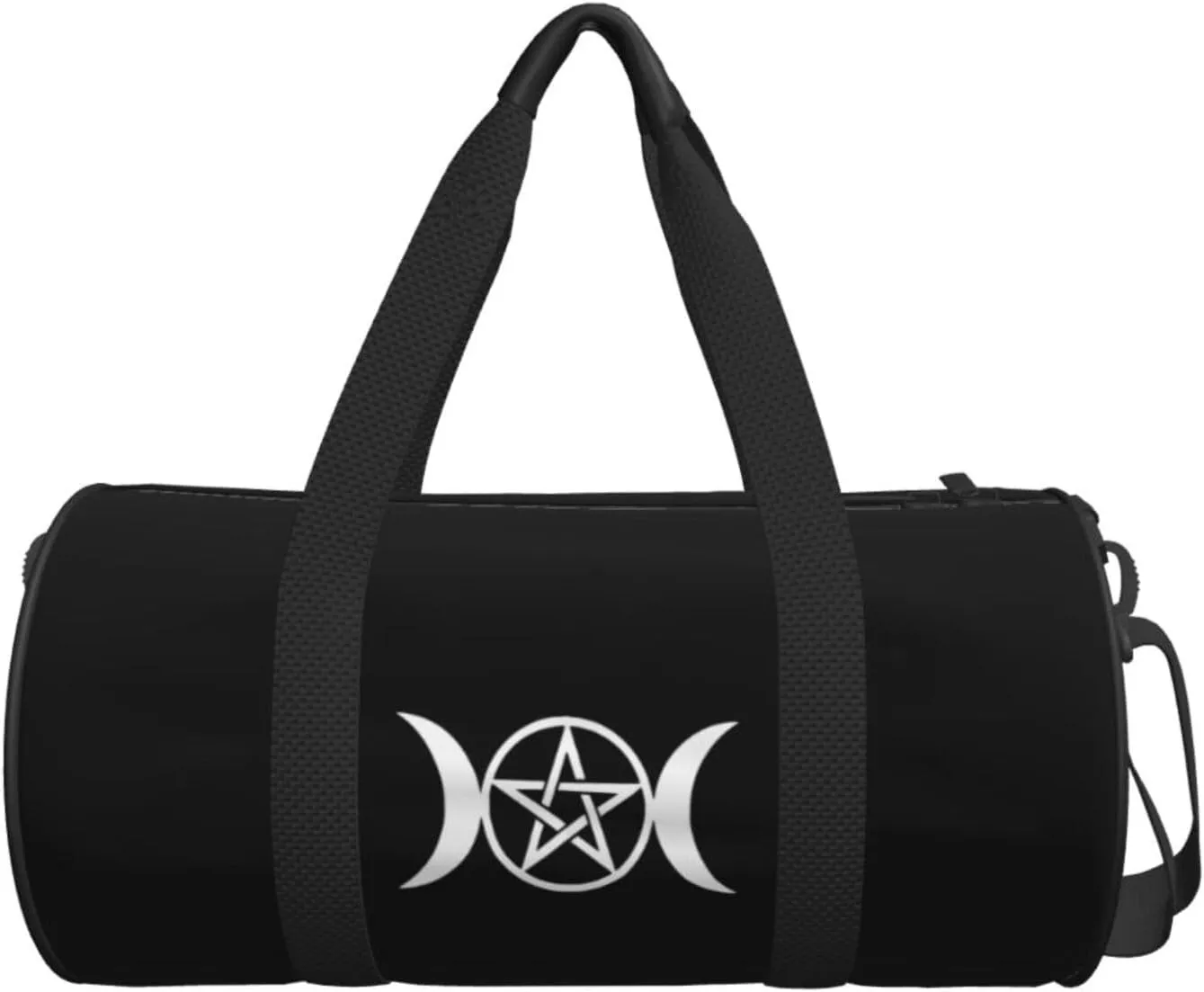 Triple Moon Pentacle Pagan Gym Bag Round Large Capacity Foldable Duffel Bag