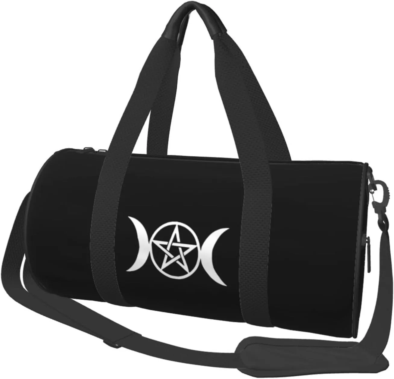 Triple Moon Pentacle Pagan Gym Bag Round Large Capacity Foldable Duffel Bag