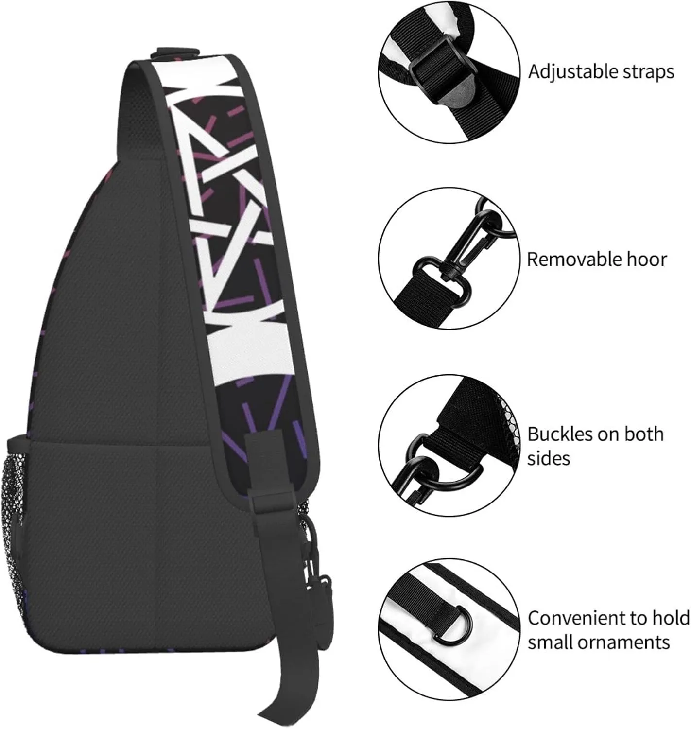 Triple Moon Pentacle Small Crossbody Backpack Sling Bag For Men Women Mini One Shoulder Chest Bags Gym Sport Travel Hiking Daypack