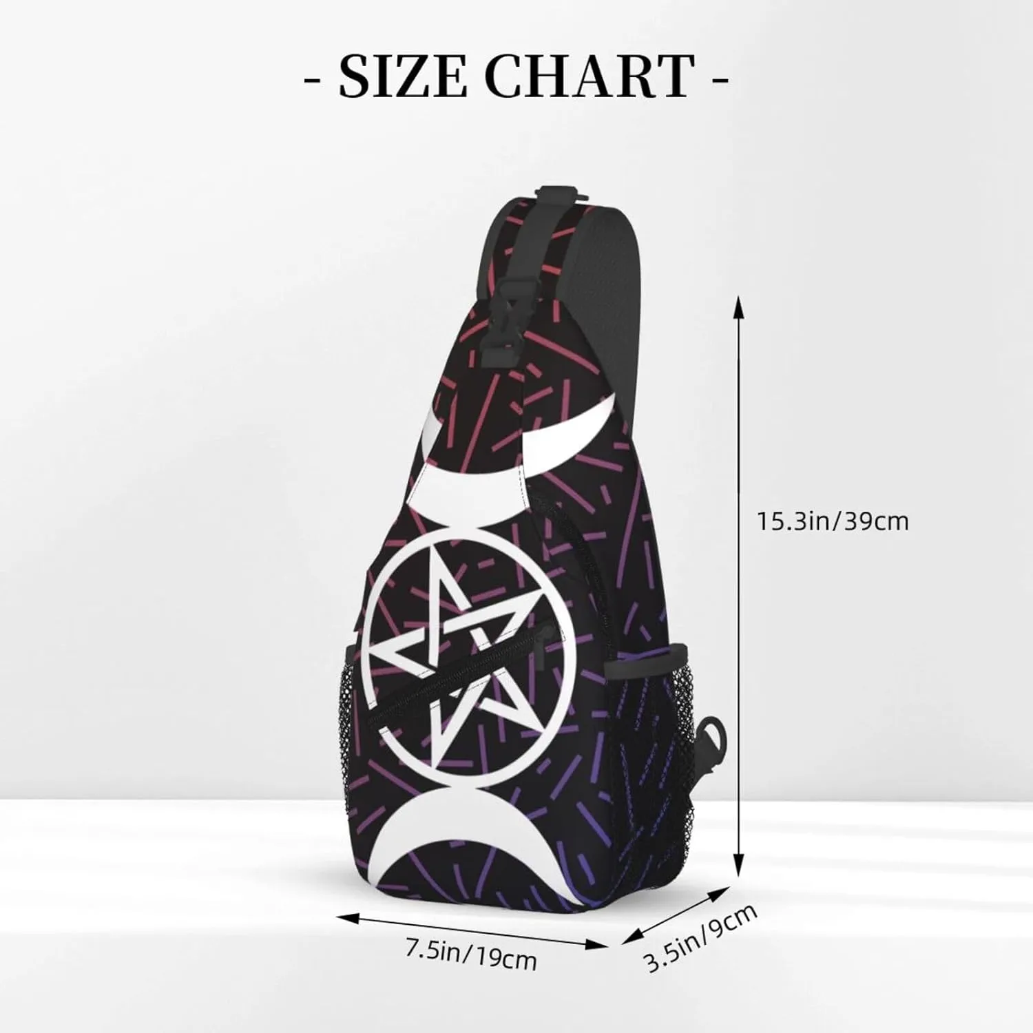 Triple Moon Pentacle Small Crossbody Backpack Sling Bag For Men Women Mini One Shoulder Chest Bags Gym Sport Travel Hiking Daypack